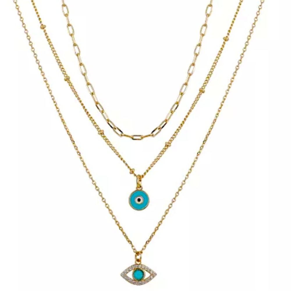 NEW-Unwritten Gold Evil Eye Layered Necklace
